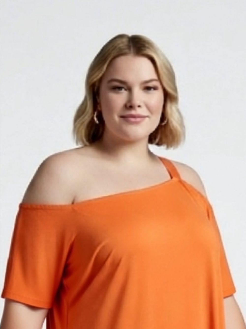 One-Shoulder Plus-Size Blouse in Vibrant Orange